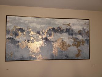 Large Abstract Canvas Wall Art with Gold Accents