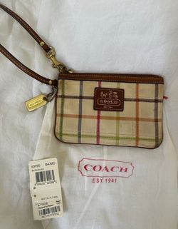 Coach Bleecker Tattersall Flat Wristlet 40990