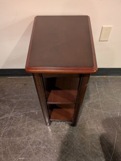 Samson International Dark Brown Wood Narrow Side Table with Two Shelves