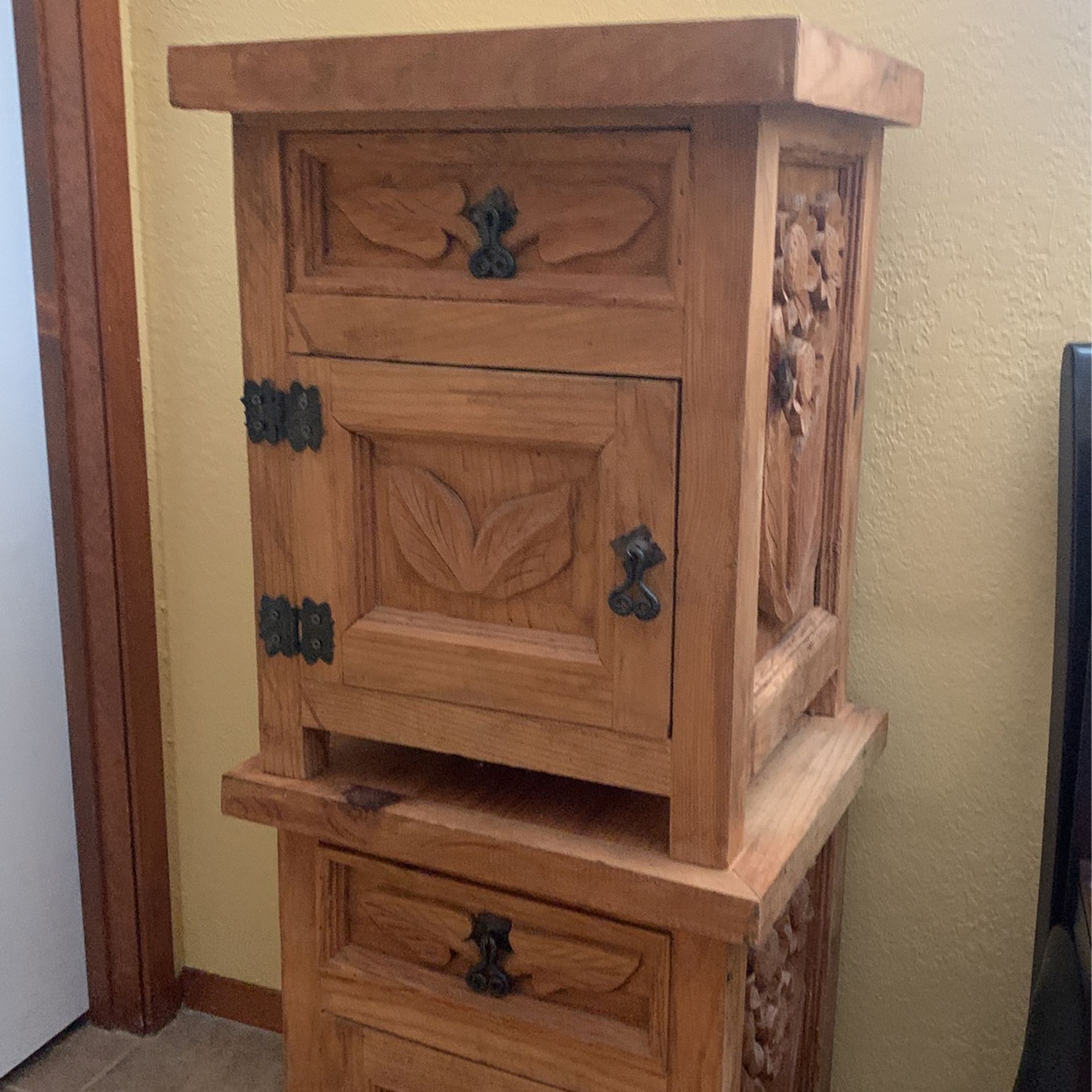 Wood Carved Mexican Style End Tables