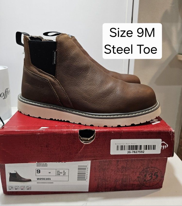 Wolverine Steel Toe Work Boots Size 9