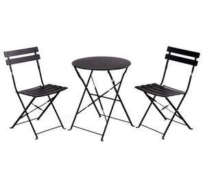 (Small damage) Grand Patio Metal 3-Piece Folding Bistro Table and Chairs Set, Outdoor Patio Dining Furniture for Small Spaces, Balcony, Black