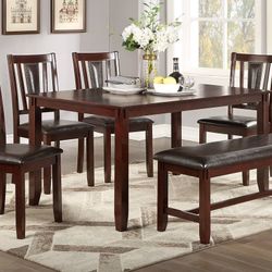 Brand New Brown Dining Set With Bench Seats 6