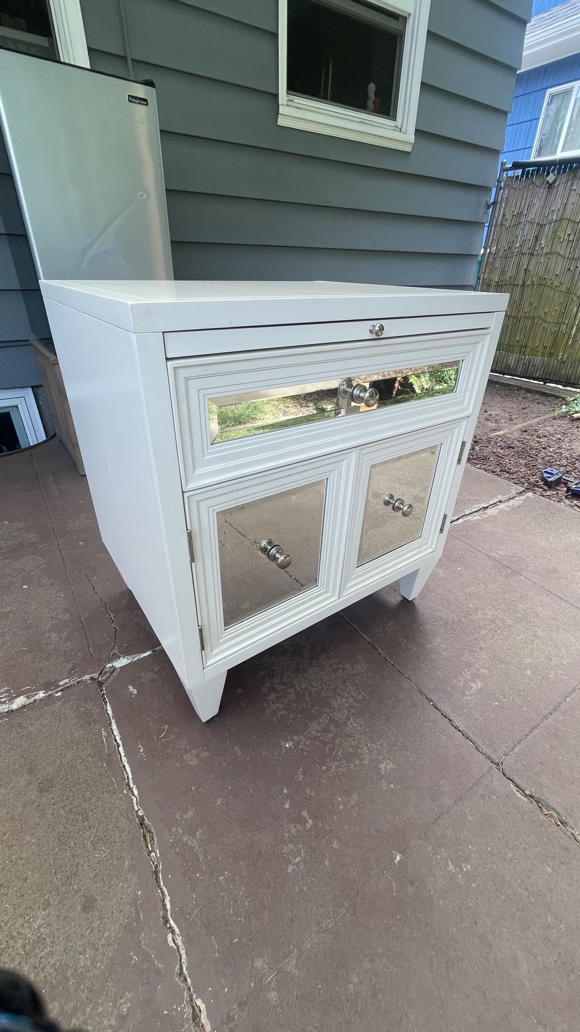 Mirrored Bedside Table With Storage 