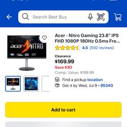 Acer Nitro 180hz 24” Gaming Monitor (XF243Y)