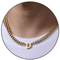 APSVO Gold Initial Necklaces for Men Boys Women Stainless Steel Cuban Letter D Pendent Chain Birthday Graduation Fathers Day Jewelry Gifts Teen Him Da