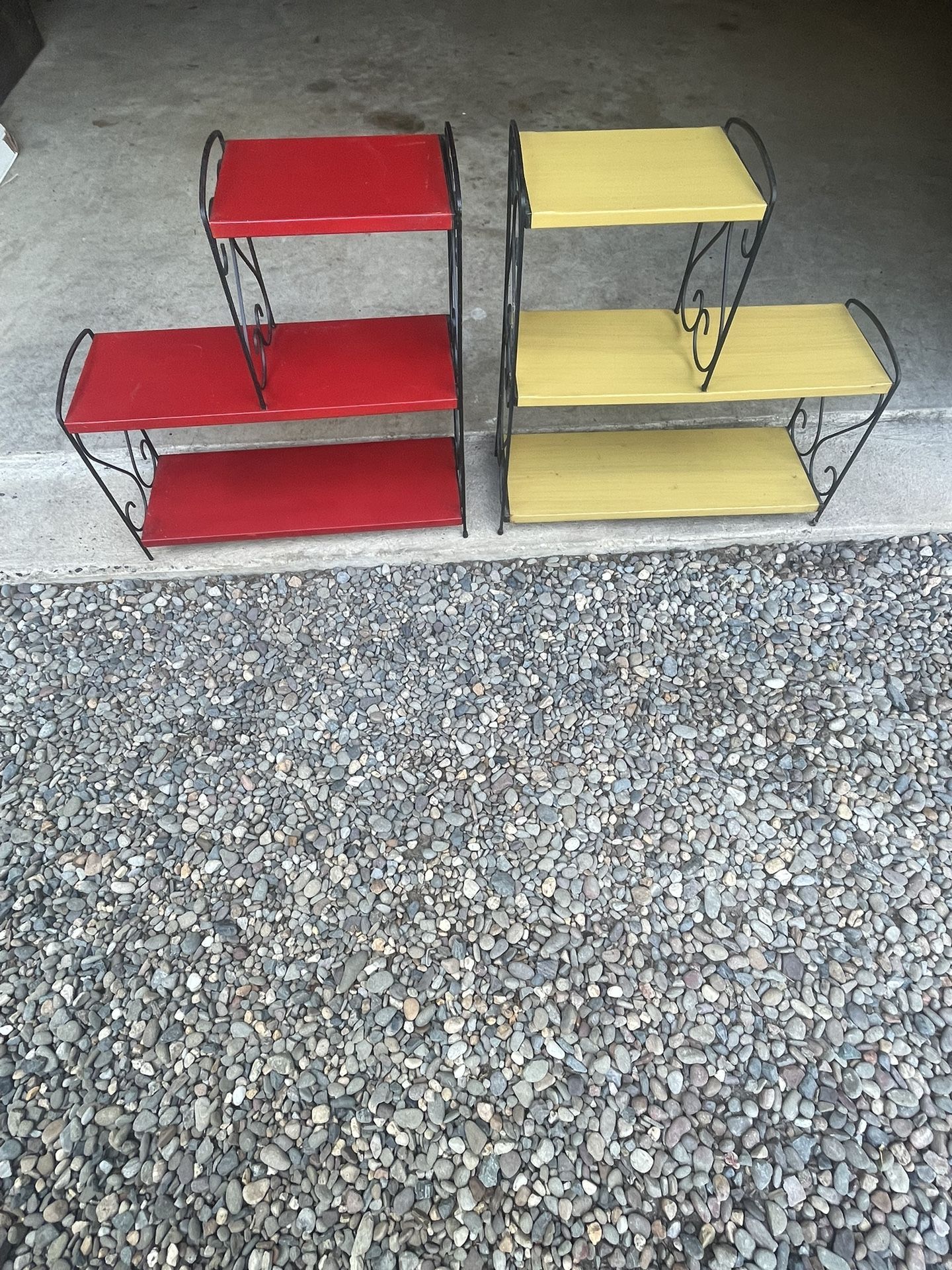 Vintage Pair Mid Century Metal Shelves