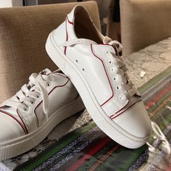 Christian Louboutin White Leather Sneakers Women’s EU 38.5 Red Sole Made in Italy