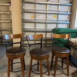 3 Brown Bar Stools