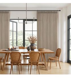 Pinch Pleated 52”Wx90”L Inches Semi Sheer Linen Living/Bedroom Curtains,2 Panels Viral Memory Trained,Light Filtering, Privacy,Dining/Kids Room,Boho F