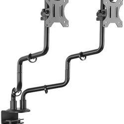 inland 05297 Black 17" - 32" Dual Full Motion Monitor Desk Mount