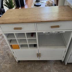 Rolling Kitchen Island Trolley Cart – Wine Rack, Cabinet & Drawer – Excellent Condition