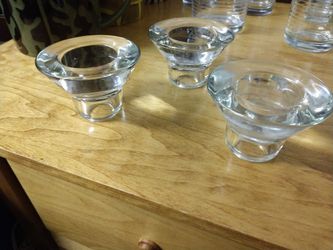 3 glass candle holders
