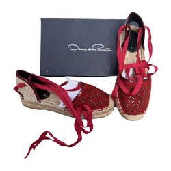Ruby Espadrille by Oscar de la Renta Laser Cut Suede Size 38 Runway 2015
