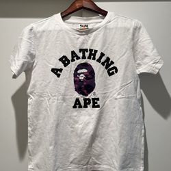 Womens Bape T-Shirt "A Bathing Ape", white/purple, size small