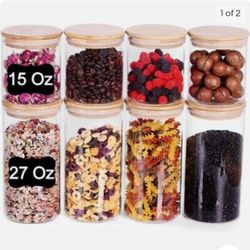 Glass Storage Jars With Bamboo Lids For Kitchen Or Bath
