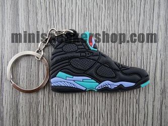 FLAT SILICON SNEAKER KEYCHAIN JORDAN 8 - AQUA