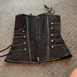 Women’s Black Corset Zip Up Large 