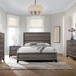 Watson - 4-Piece Queen Bedroom Set - Gray Oak And Black
