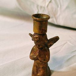 4.5 In Vintage Brass Praying Angel Candle Holder