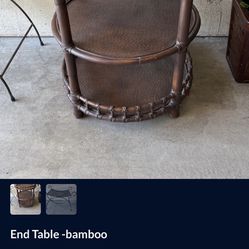 End Table -Bamboo With Leather 