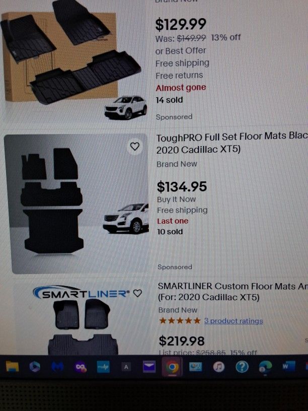 CADILLAC FLOOR MATS LIKE NEW. FRONT,REAR, CARGO LINER FOR SUV XT5 BLACK 2020.