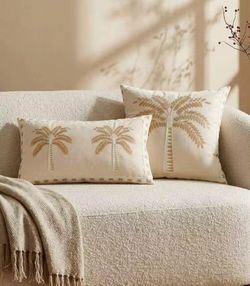 Set of 2 Embroidered Throw Pillows