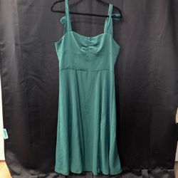 Emerald Spaghetti Strap A-Line Dress