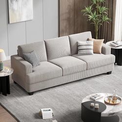 🔥 89 Inch Sofa with Extra Deep Seats Oversize, Corduroy Fabric 3 Seater Sofa for Living Room, Modern Couch and Sofa, Comfy Armrests and Seats and Bac