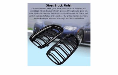 BMW E91 Gloss Black Front Kidney Grille Pair