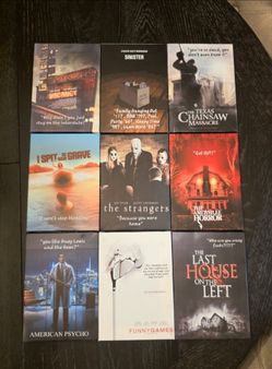 Set of 9 Custom Horror Movie 5" X 7" canvas' with tag lines from them.