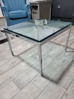 Mid-Century Modern Glass Square Side Table