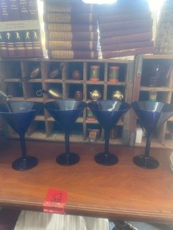 Vintage blue martini glasses set of four
