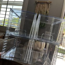 7.6" H Clear Stackable Storage Drawers, 4 Pack Plastic Organizers Bins
