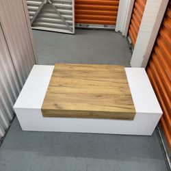 Modern White Coffee Table With Wood Top 