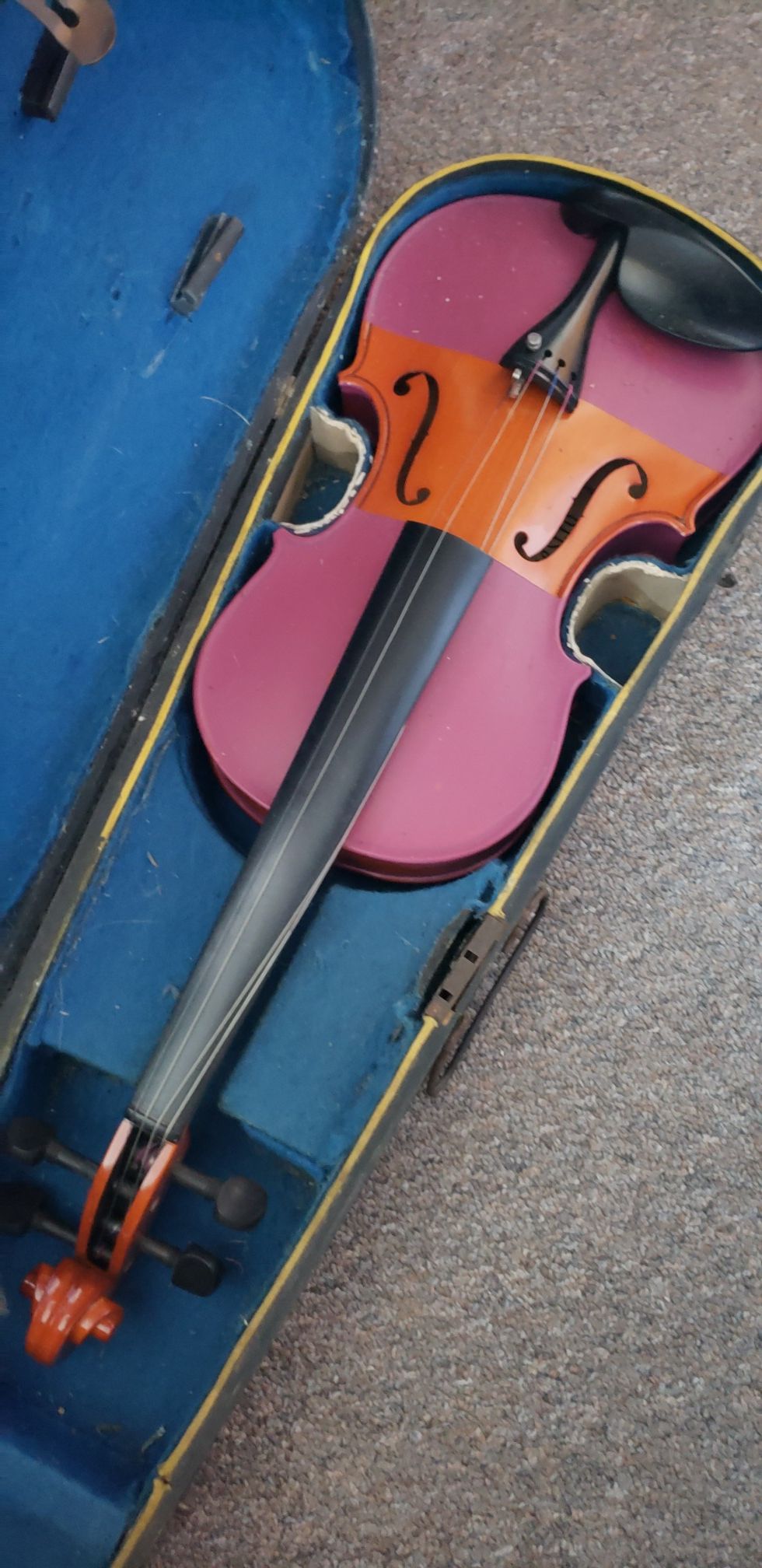 Hand-painted student violin with bow and wooden case