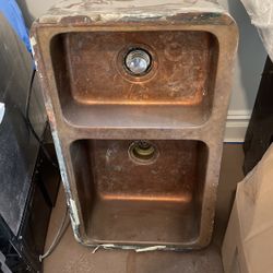 Used 36” Copper Farm Sink With  Pro 77 Garbage Disposal 