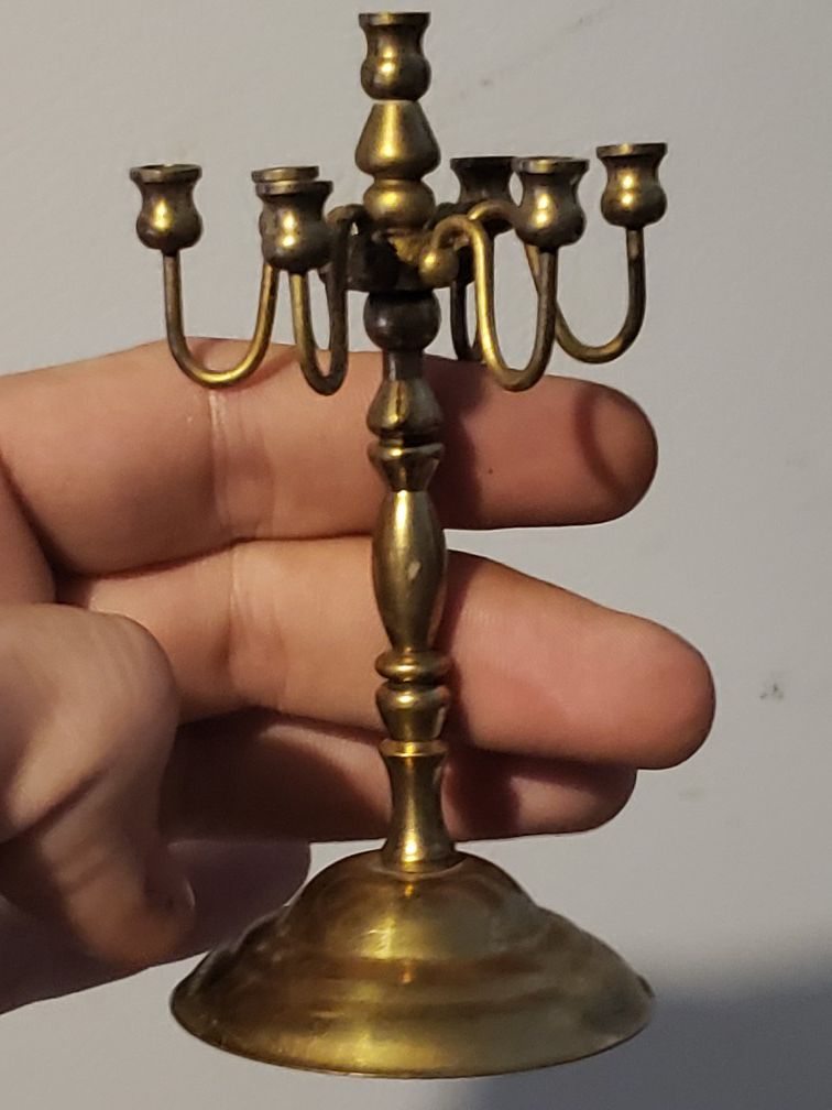 Antique miniature brass candelabra