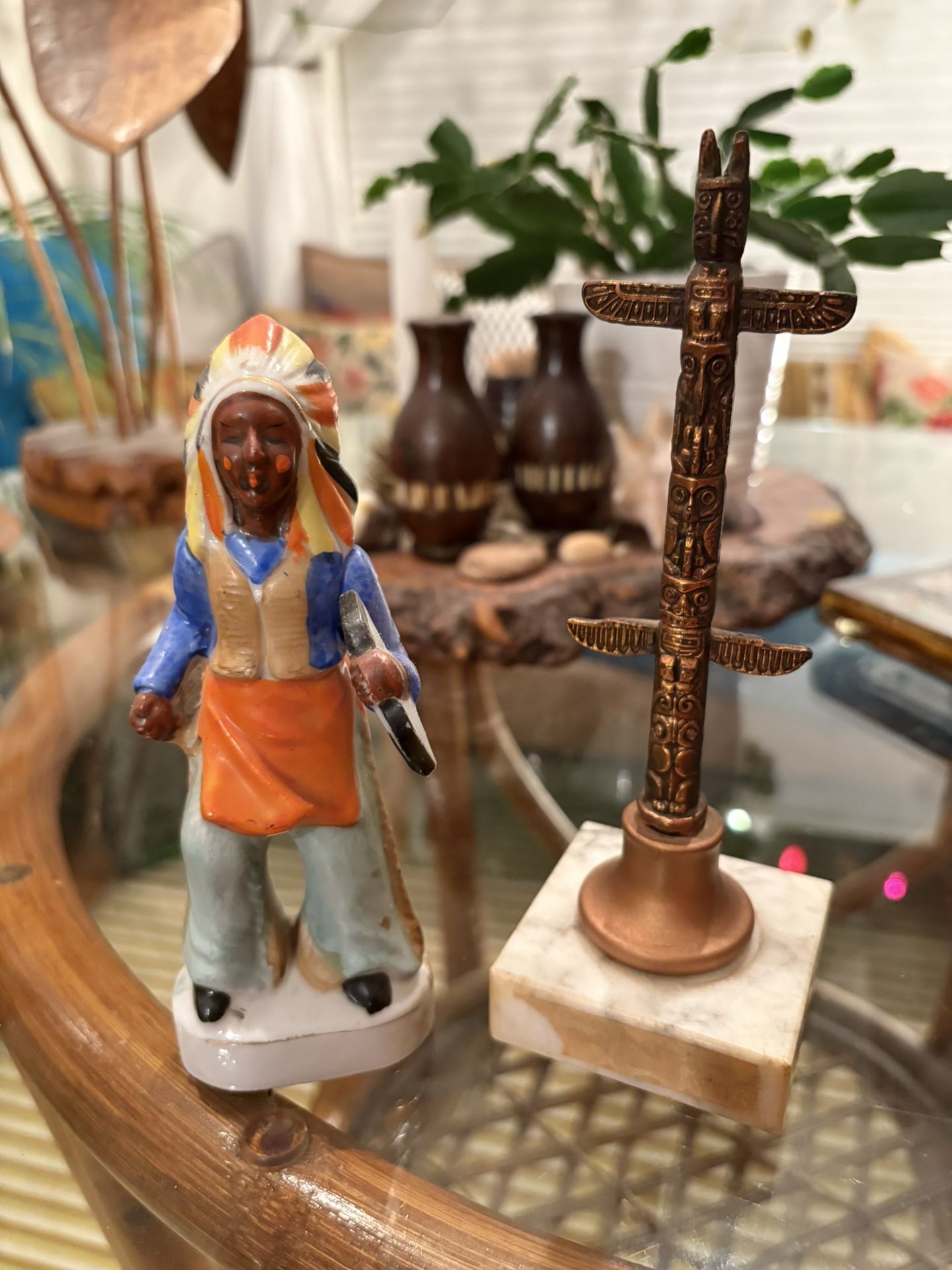 Vintage Native American Figure and Totem