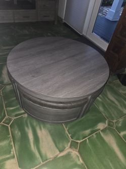 Grey Round Coffee Table with underneath  storage