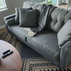 Mid-Century Modern Gray Fabric Couch