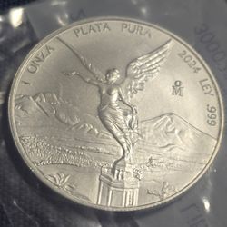 2024 Mexico 1 oz Silver Libertad, catalog KM-639. Contains 1 troy ounce of .999 fine silver. Brilliant Uncirculated condition and still sealed in its 