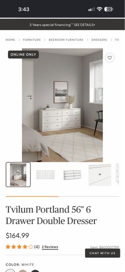 Tvilum Portland 56" 6 Drawer Double Dresser