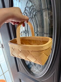 Small Woven Wood Basket with Handle