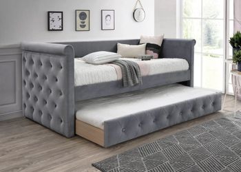Twin Twin Size Grey Daybed W Ortho Mattress Included