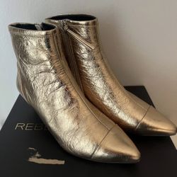 Rebecca Minkoff Gold Leather Boots With Kitten Hills Size 8M. Brand New In The Box Cash Only Pick Up In San Francisco. Retail For $235