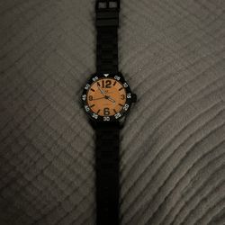 Oceanaut Men's Watch OC2712 Quartz Aqua One Orange Dial Black Rubber Band 48mm