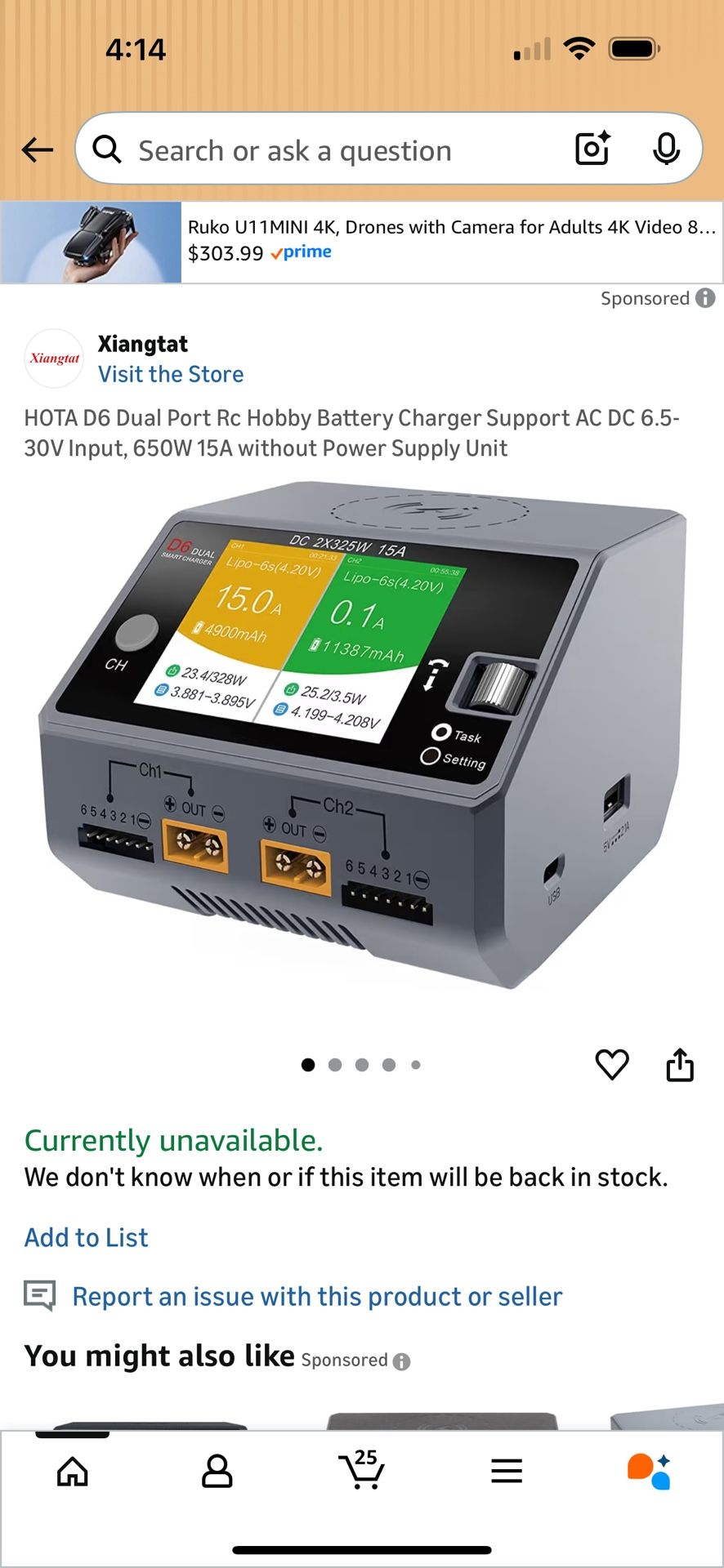 Hota Duel 15 Amp RC Charger DC New