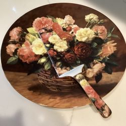 Rimosa “Fragrance Design Collection porcelain cake plate 10.5” with matching server 10.5 (perfect condition!)