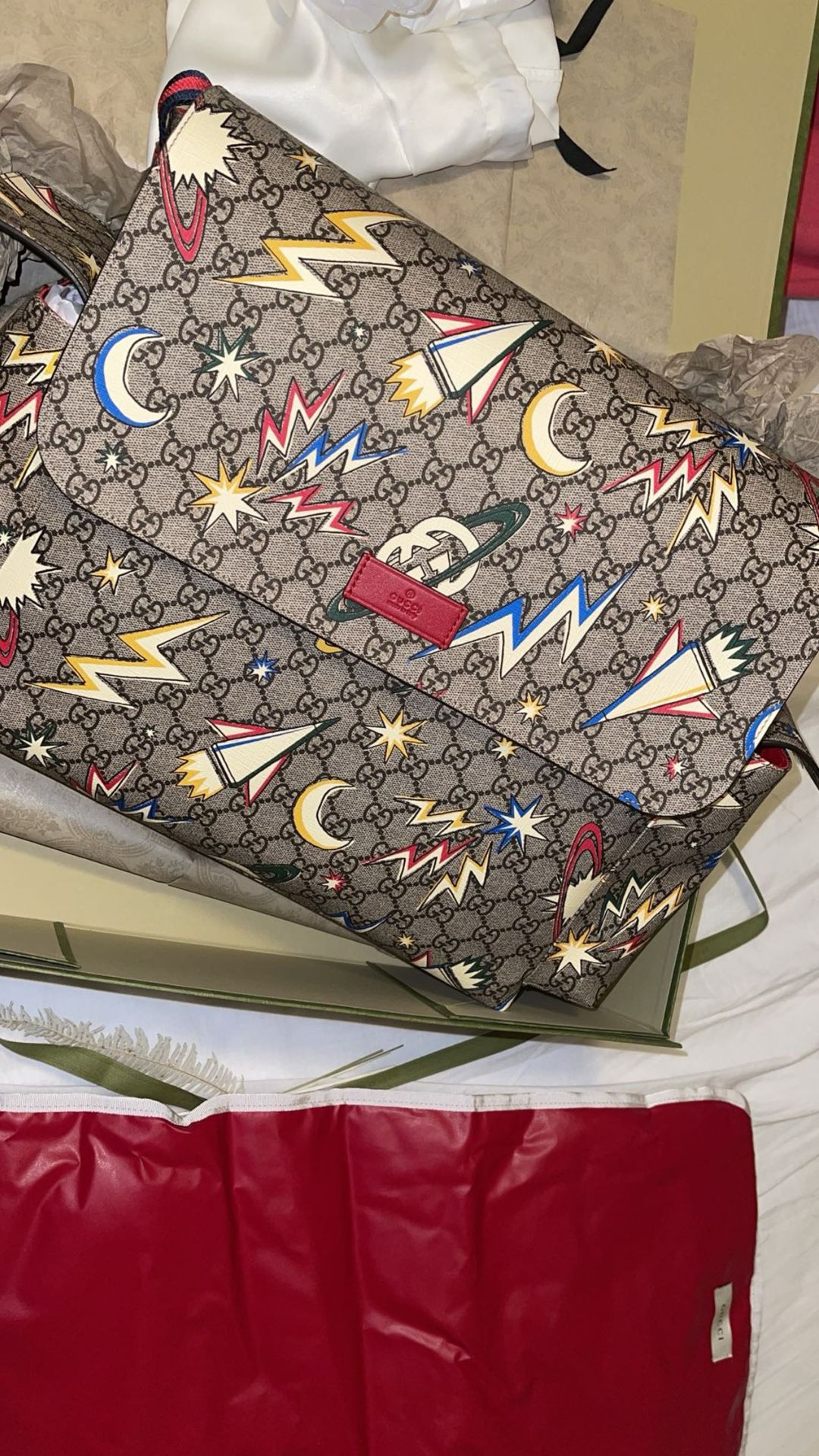 Gucci GG Supreme Monogram Space Diaper Bag